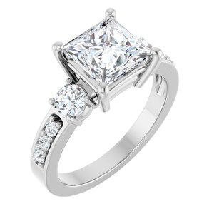 Platinum 7x7 mm Square Ring Mounting