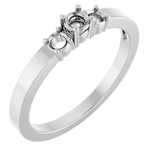 14K X1 White Gold 3 mm Round Ring Mounting – image 2