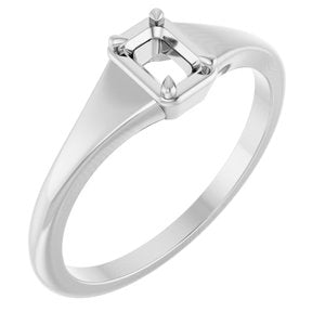 14K X1 White Gold 4.5x3 mm Emerald Ring Mounting – image 2