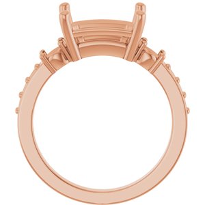 10K Rose Gold 10x8 mm Emerald Ring Mounting – image 4