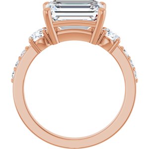 10K Rose Gold 10x8 mm Emerald Ring Mounting – image 3