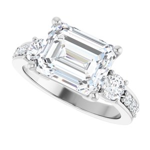 10K White Gold 10x8 mm Emerald Ring Mounting – image 8