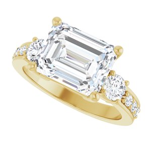 14K Yellow Gold 10x8 mm Emerald Ring Mounting – image 8