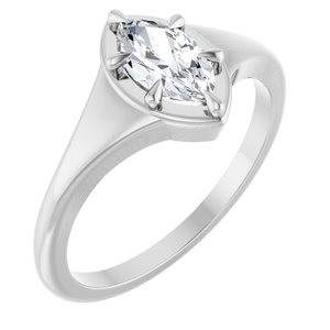 14K X1 White Gold 8x4.5 mm Marquise Ring Mounting