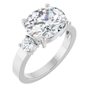 10K White Gold 11x9 mm Oval Ring Mounting