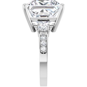 18K White Gold 12x12 mm Square Ring Mounting – image 7