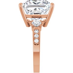 18K Rose Gold 12x12 mm Square Ring Mounting – image 7