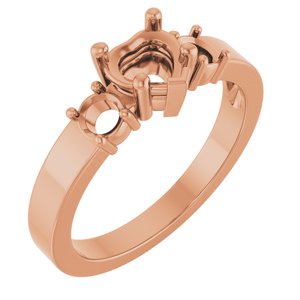 14K Rose Gold 5.5x5.5 mm Heart Ring Mounting – image 2