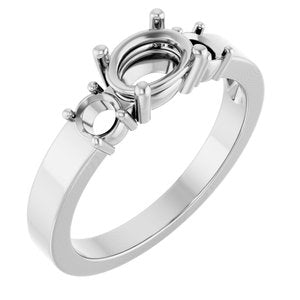14K White Gold 7x5 mm Oval Ring Mounting – image 2