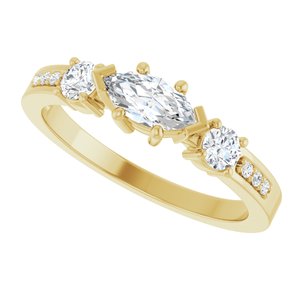 10K Yellow Gold 7x3.5 mm Marquise Ring Mounting – image 8