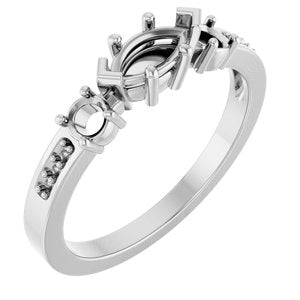 14K White Gold 7x3.5 mm Marquise Ring Mounting – image 2