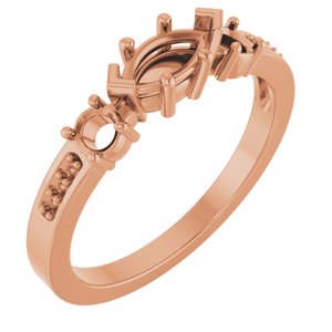 10K Rose Gold 7x3.5 mm Marquise Ring Mounting – image 2