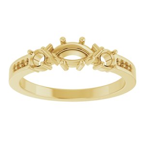 14K Yellow Gold 7x3.5 mm Marquise Ring Mounting – image 6