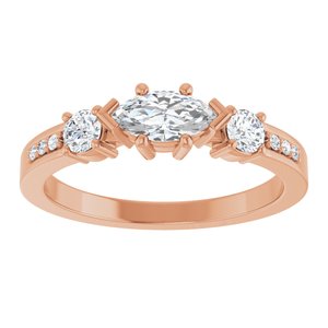14K Rose Gold 7x3.5 mm Marquise Ring Mounting – image 5