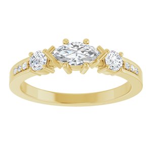 14K Yellow Gold 7x3.5 mm Marquise Ring Mounting – image 5