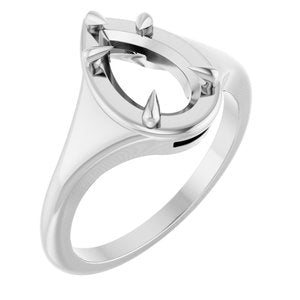 18K White Gold 10x6 mm Pear Ring Mounting – image 2