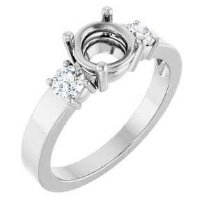 14K White Gold 6.5 mm Round Ring Mounting – image 2