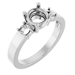 18K White Gold 6.5 mm Round Ring Mounting – image 2