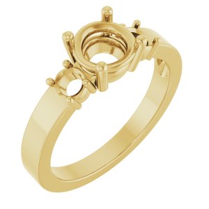 18K Yellow Gold 6.5 mm Round Ring Mounting – image 2