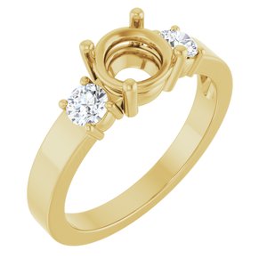 14K Yellow Gold 6.5 mm Round Ring Mounting – image 2