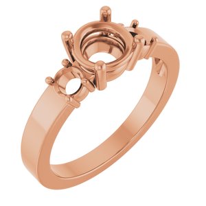 14K Rose Gold 6.5 mm Round Ring Mounting – image 2