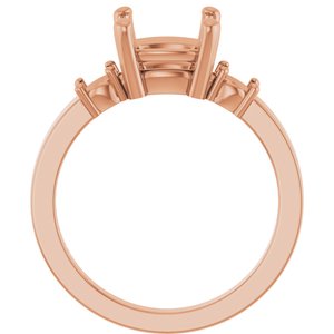 14K Rose Gold 8x8 mm Cushion Ring Mounting – image 4