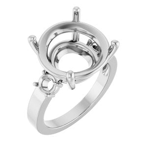 10K White Gold 14 mm Round Ring Mounting – image 2
