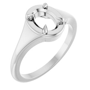 10K White Gold 7.5x5.5 mm Oval Ring Mounting – image 2