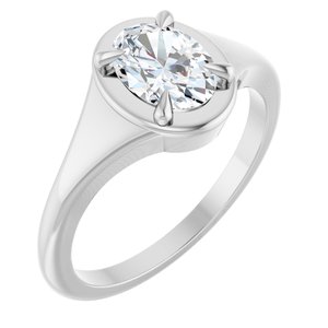 14K X1 White Gold 7.5x5.5 mm Oval Ring Mounting