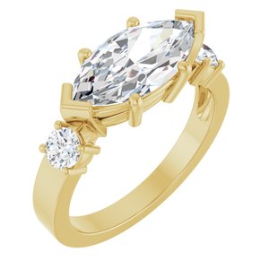 14K Yellow Gold 13x6.5 mm Marquise Ring Mounting