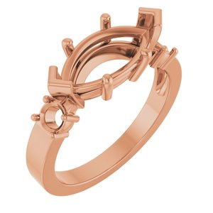 18K Rose Gold 13x6.5 mm Marquise Ring Mounting – image 2