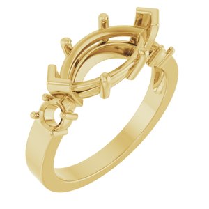 18K Yellow Gold 13x6.5 mm Marquise Ring Mounting – image 2