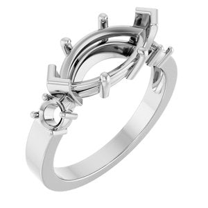 Sterling Silver 13x6.5 mm Marquise Ring Mounting – image 2