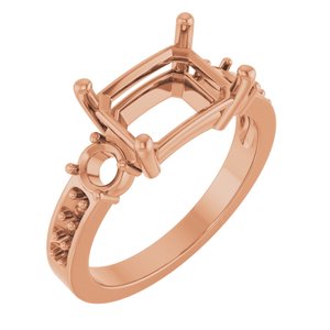 14K Rose Gold 10x7 mm Emerald Ring Mounting – image 2