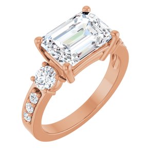 14K Rose Gold 10x7 mm Emerald Ring Mounting