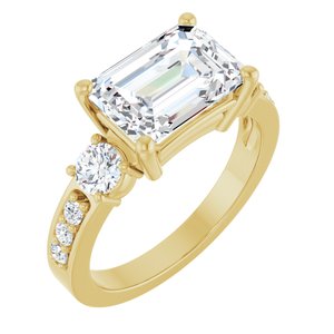 10K Yellow Gold 10x7 mm Emerald Ring Mounting