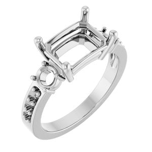 10K White Gold 10x7 mm Emerald Ring Mounting – image 2