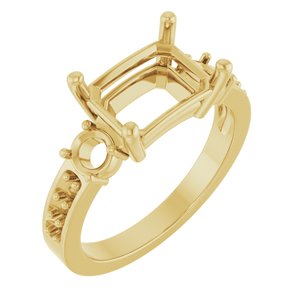 18K Yellow Gold 10x7 mm Emerald Ring Mounting – image 2