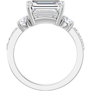 10K White Gold 10x7 mm Emerald Ring Mounting – image 3