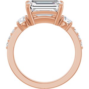 14K Rose Gold 10x7 mm Emerald Ring Mounting – image 3