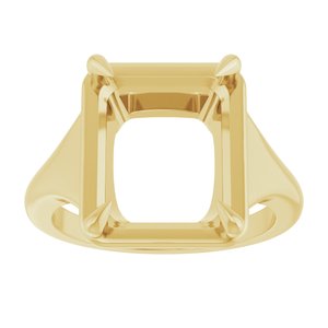 10K Yellow Gold 12x10 mm Emerald Ring Mounting – image 6