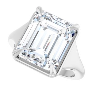 18K White Gold 12x10 mm Emerald Ring Mounting – image 8
