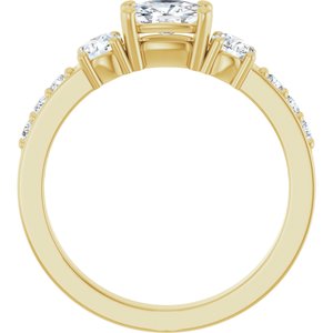 14K Yellow Gold 6x4 mm Elongated Cushion Ring Mounting – image 3
