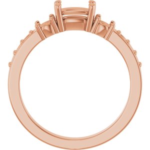 14K Rose Gold 6x4 mm Elongated Cushion Ring Mounting – image 4