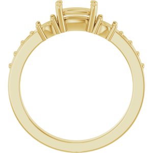 10K Yellow Gold 6x4 mm Elongated Cushion Ring Mounting – image 4