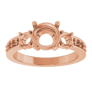 10K Rose Gold 7 mm Round Ring Mounting – image 6