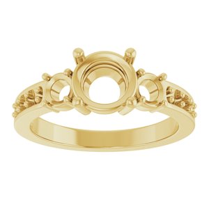 14K Yellow Gold 7 mm Round Ring Mounting – image 6