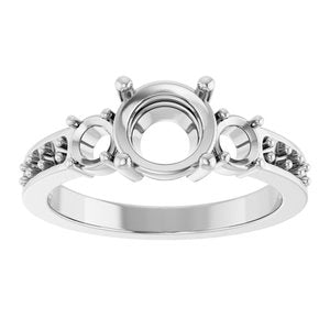 18K White Gold 7 mm Round Ring Mounting – image 6