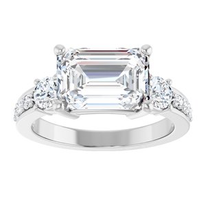 10K White Gold 10x7 mm Emerald Ring Mounting – image 5