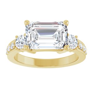 18K Yellow Gold 10x7 mm Emerald Ring Mounting – image 5